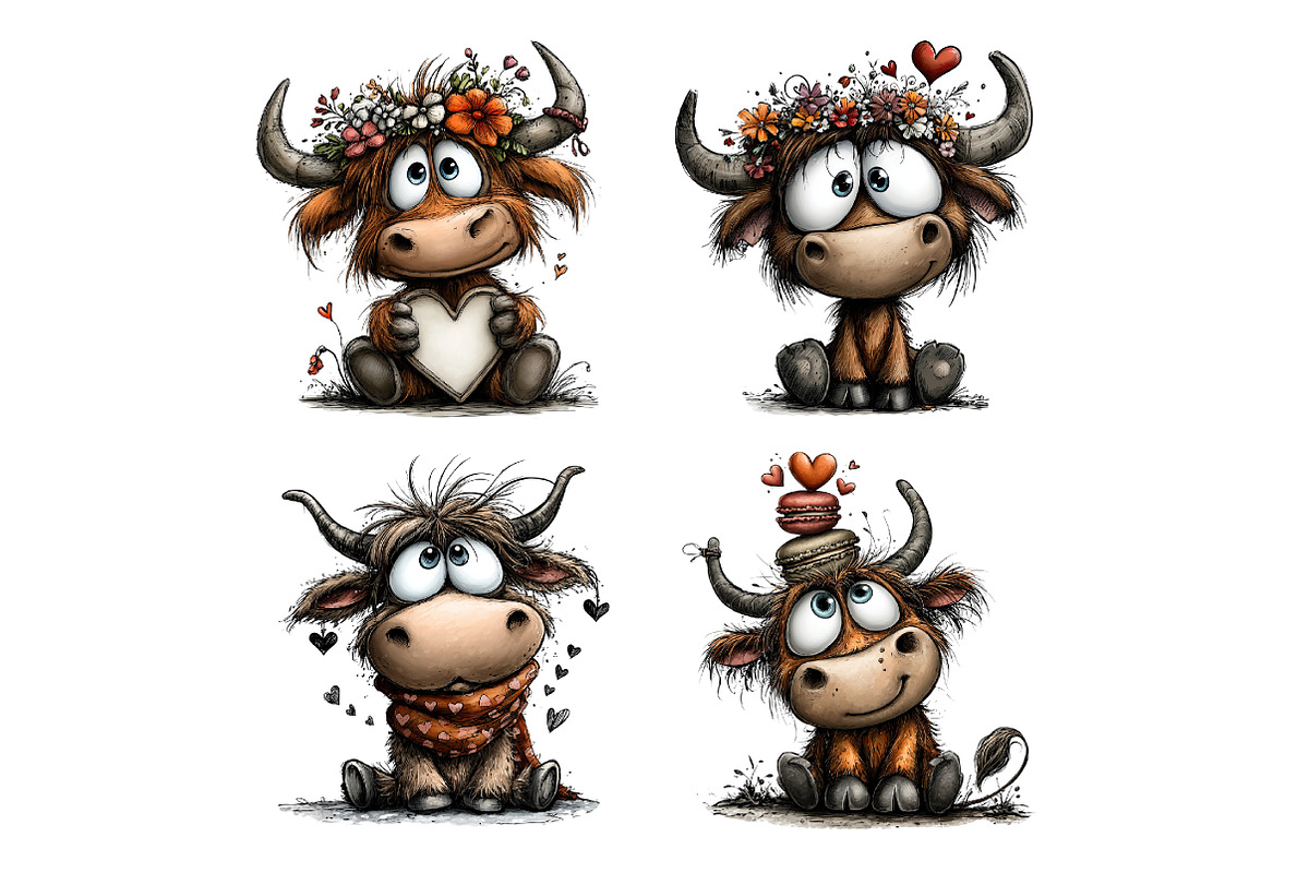 Valentine HAIGHLAND COW Clpart, an Illustration by Designworld (Photo 5 of 5)