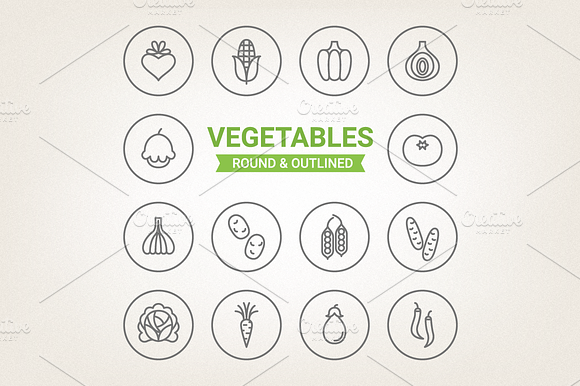 Circle Vegetables Icons