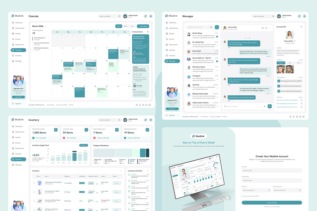 Hospital Management Dashboard UI, an UI Kit Template by peterdraw (Photo 6 of 7)