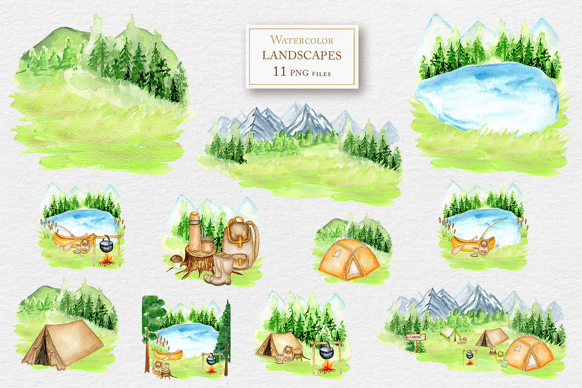 Camping & Travel Watercolor Clipart, an Object Graphic by svetlanaARTdreams (Photo 3 of 12)