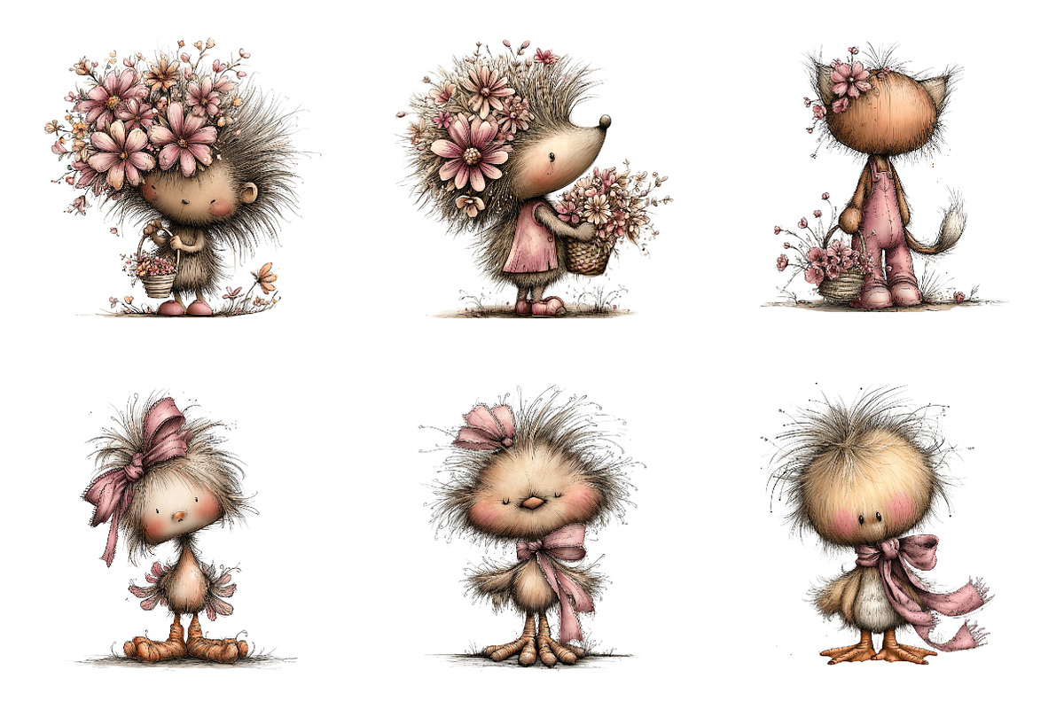 Whimsical spring back view animals, an Illustration by SinaCreation (Photo 3 of 11)