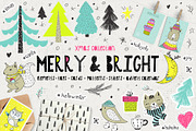 Merry & Bright Xmas - holiday set, an Animal Illustration by Bosotochka♥Art (Thumbnail 1 of 10)