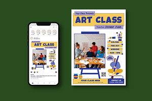 Art Class Flyer, a Flyer Template by iDoodle Studio