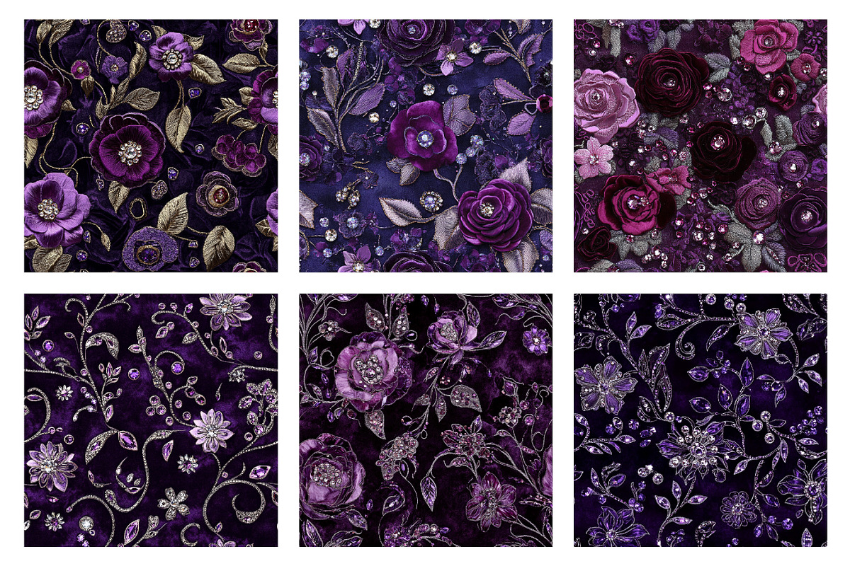 Purple Rhinestone Embroidered Velvet, a Texture Graphic by Dream Creation (Photo 5 of 5)