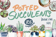 Potted Succulents Illustration Pack, an Illustration by plaidGecko (Thumbnail 1 of 3)