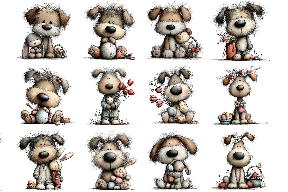 Whimsical Easter Dog Clipart, an Illustration by DreamArtGraphic (Photo 3 of 4)