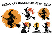 Flying Witch Black Silhouette Bundle, an Illustration by Amazin_art (Thumbnail 1 of 7)