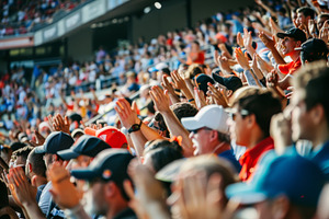 A packed stadium full of spectators, a Photo by Iftikhar Alam
