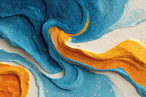Abstract Blue Orange Swirls Art Text, an Abstract Photo by Pixeness Studio