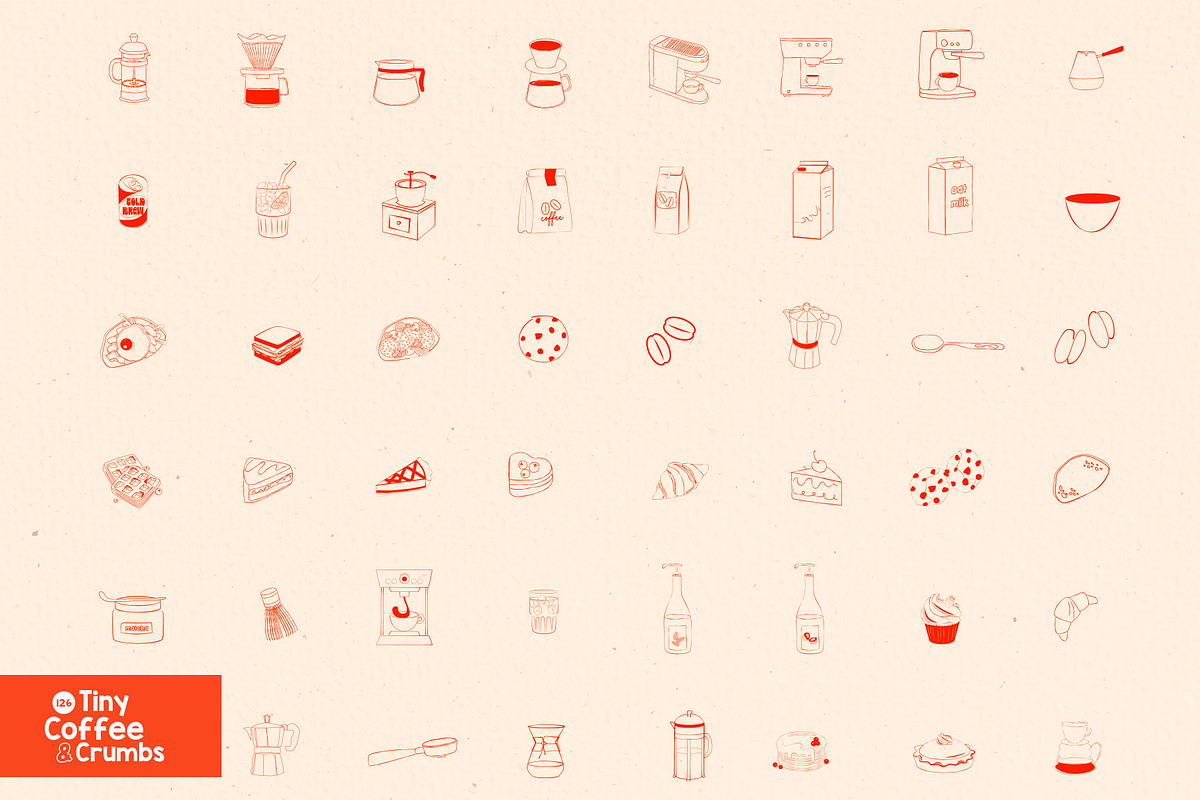 Tiny Coffee & Crumbs icons, an Object Graphic by Mio Buono (Photo 7 of 10)