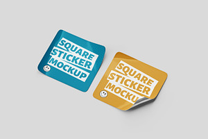 Square Sticker Mockup