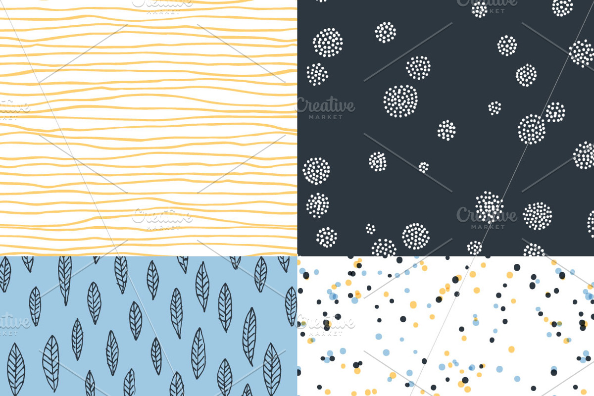 10 Seamless Hand Drawn Patterns v.4 preview 2