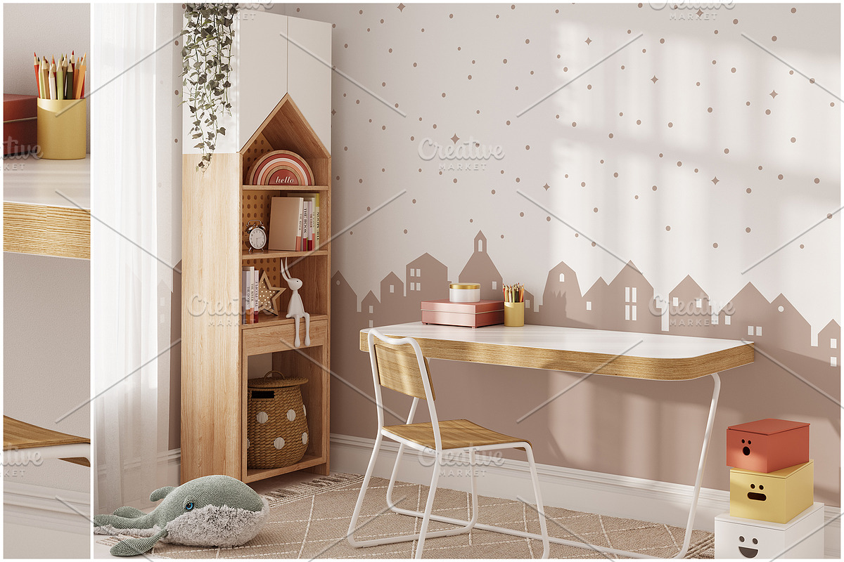 Kids Wall & Frame Mockup Bundle 7, a Print Template by Yuri-U (Photo 14 of 22)