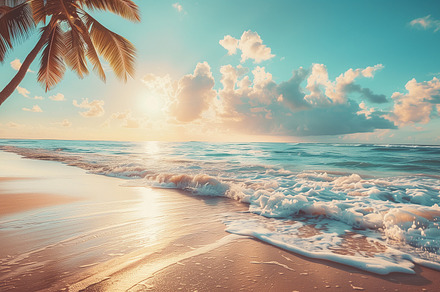 Tropical beach at sunset, a Nature Photo by MistyDay