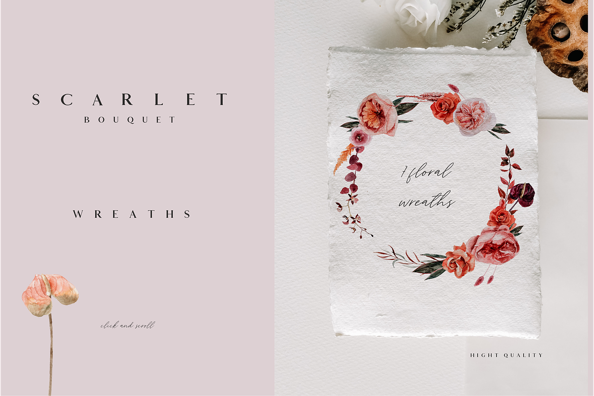 Scarlet bouquet - watercolor set, a Seasonal Illustration by Youksy (Photo 6 of 13)