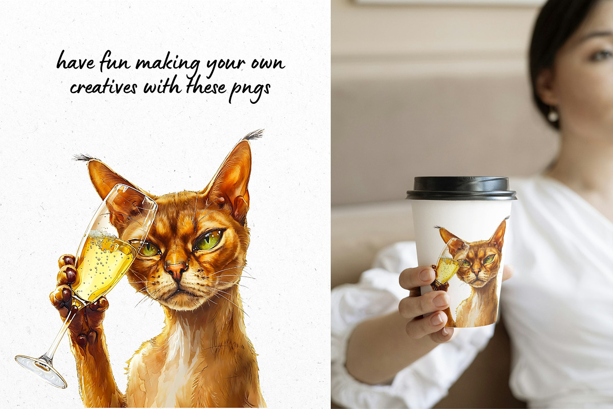 Funny Cats Collection – 3 PNG Images, an Animal Illustration by InkyQueenArt (Photo 3 of 5)