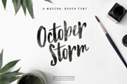October Storm modern brush font, a Script Font by Angele Kamp (Thumbnail 1 of 9)