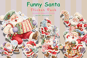 Funny Santa Christmas Sticker Pack