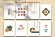 MidCentury 60s 70s Retro Floral set, an Object Graphic by Sofico (Thumbnail 5 of 16)