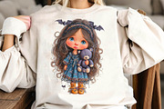 Whimsical Halloween Girl Clipart, a Seasonal Illustration by fashionaddict (Thumbnail 5 of 7)