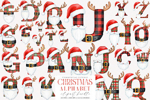 Plaid Christmas Santa Claus Alphabet, an Illustration by SinaCreation