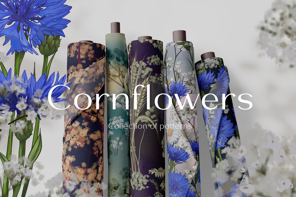 Seamless Pattern Cornflowers Fields, a Pattern Graphic by Yana Dobrik (Photo 3 of 11)
