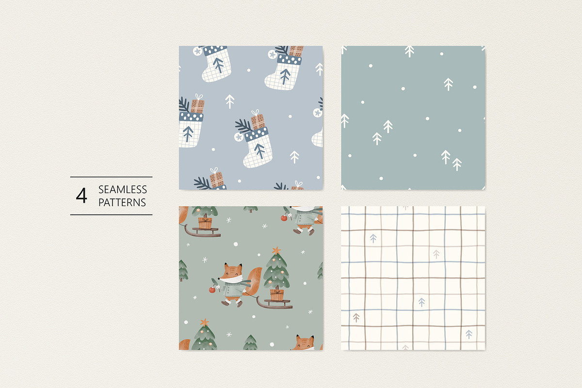 4 patterns for Christmas, a Pattern Graphic by Olena Kuznietsova (Photo 1 of 9)