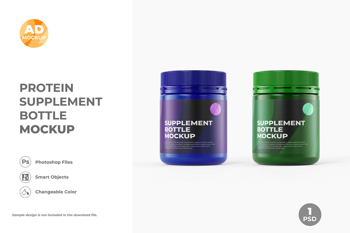 Supplement Jar Bottle Mockup (1PSD), a Packaging Mockup by Adstart (Photo 3 of 5)