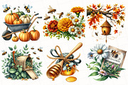 Watercolor Autumn Bee Garden Clipart, an Illustration by OK Design (Thumbnail 3 of 5)