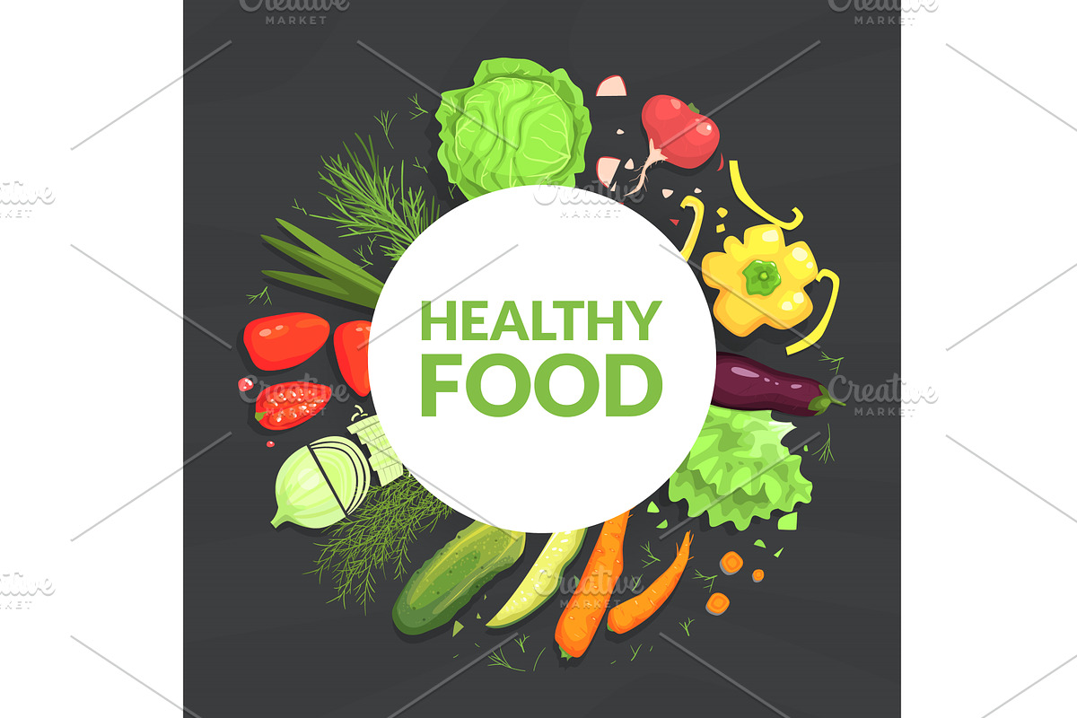 Healthy Food Banner Template, Tasty, a Food Illustration by TopVectors