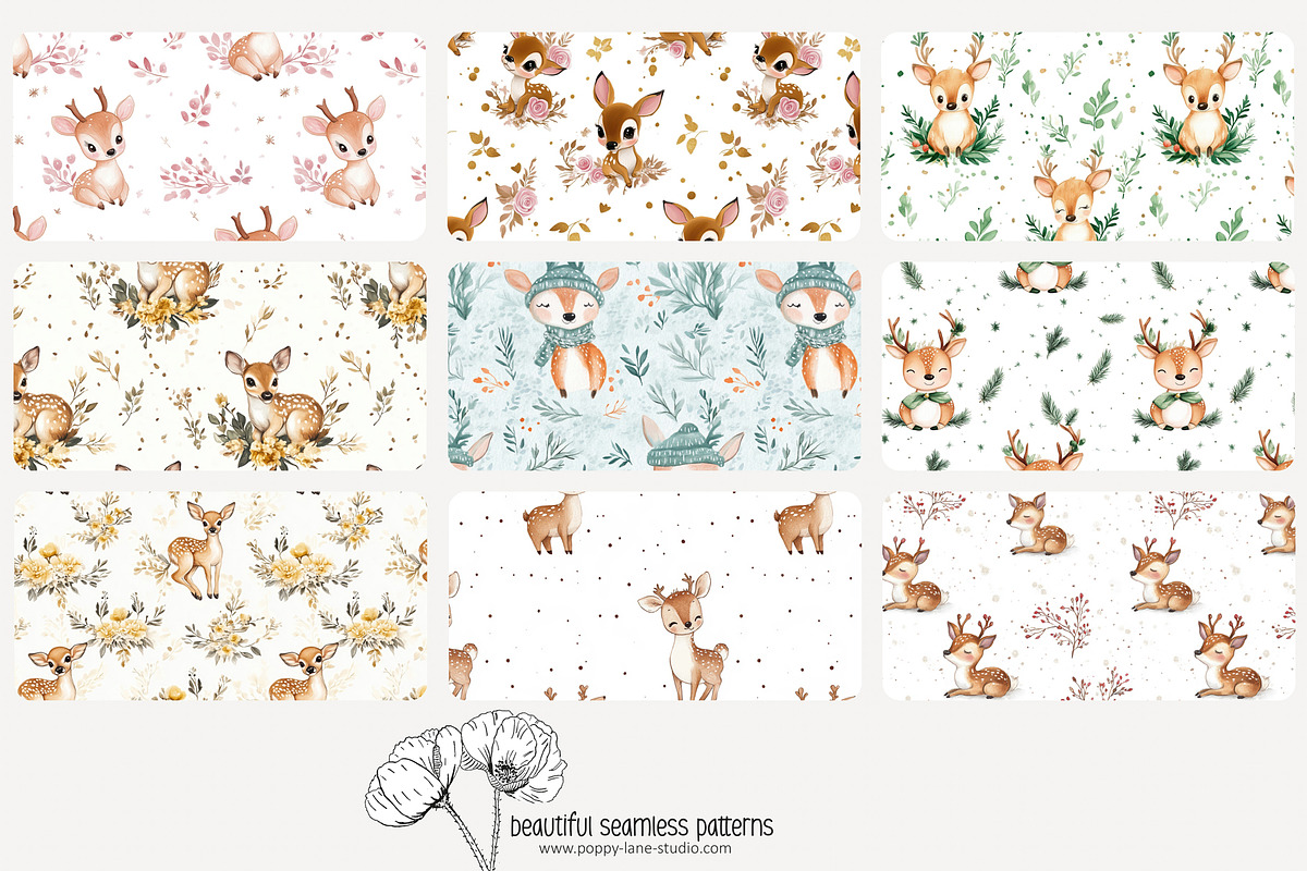 70 (kids) deer seamless pattern, a Pattern Graphic by Poppy Lane Studio (Photo 6 of 10)
