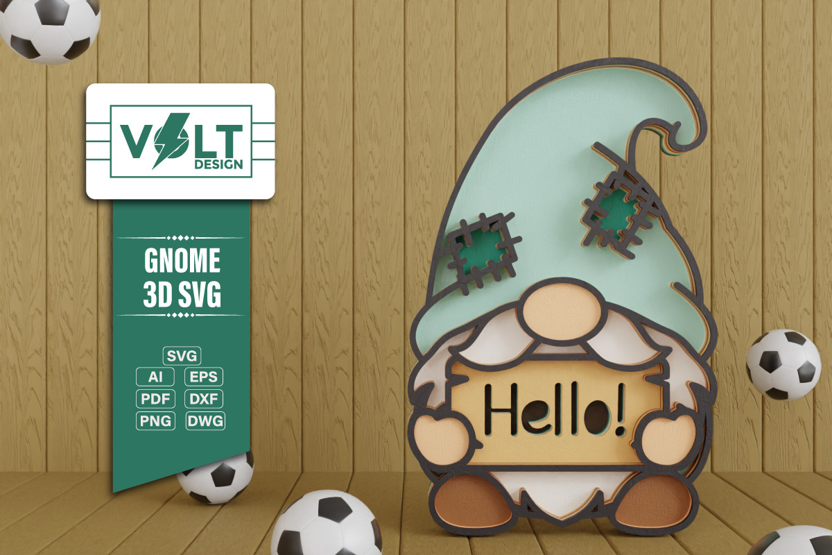 Summer Gnome 3D SVG Multilayered Cut, a Decorative Illustration by Volt_Design (Photo 2 of 3)