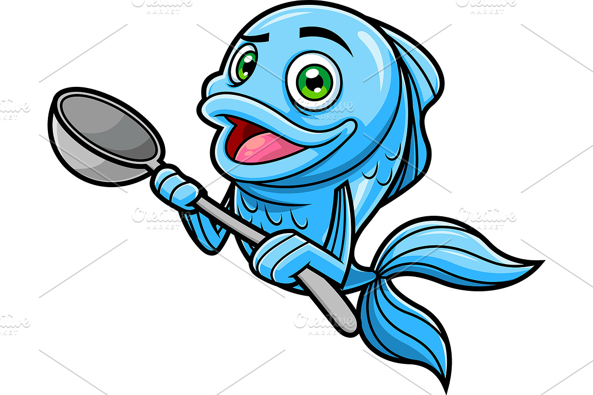 Fish Chef Cartoon Character, an Illustration by HitToon