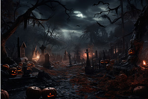 Eerie Halloween Graveyard. Generate