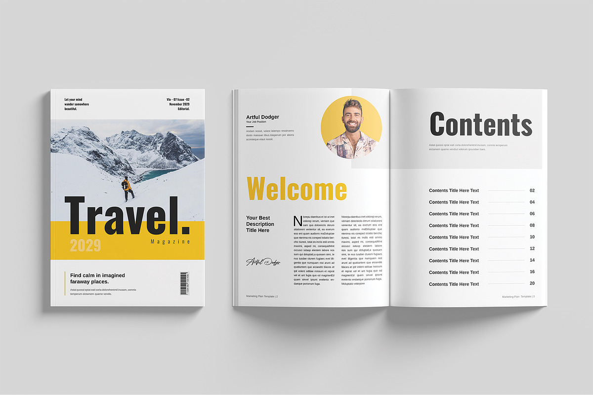 Travel & Explore Magazine Template, a Magazine Template by Cleffon_Graphic_Studio (Photo 2 of 11)