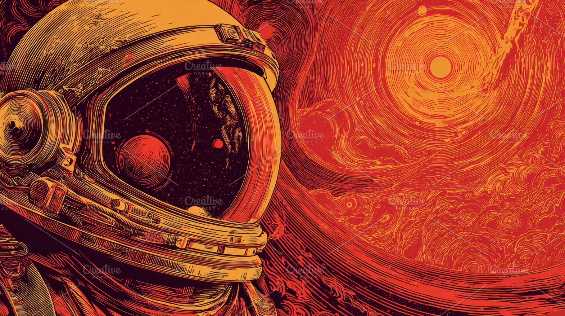 Astronaut explores a red space scene, a Photo by Beautiful things