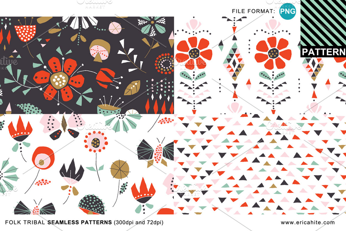 Folk Tribal Patterns (PNG format)