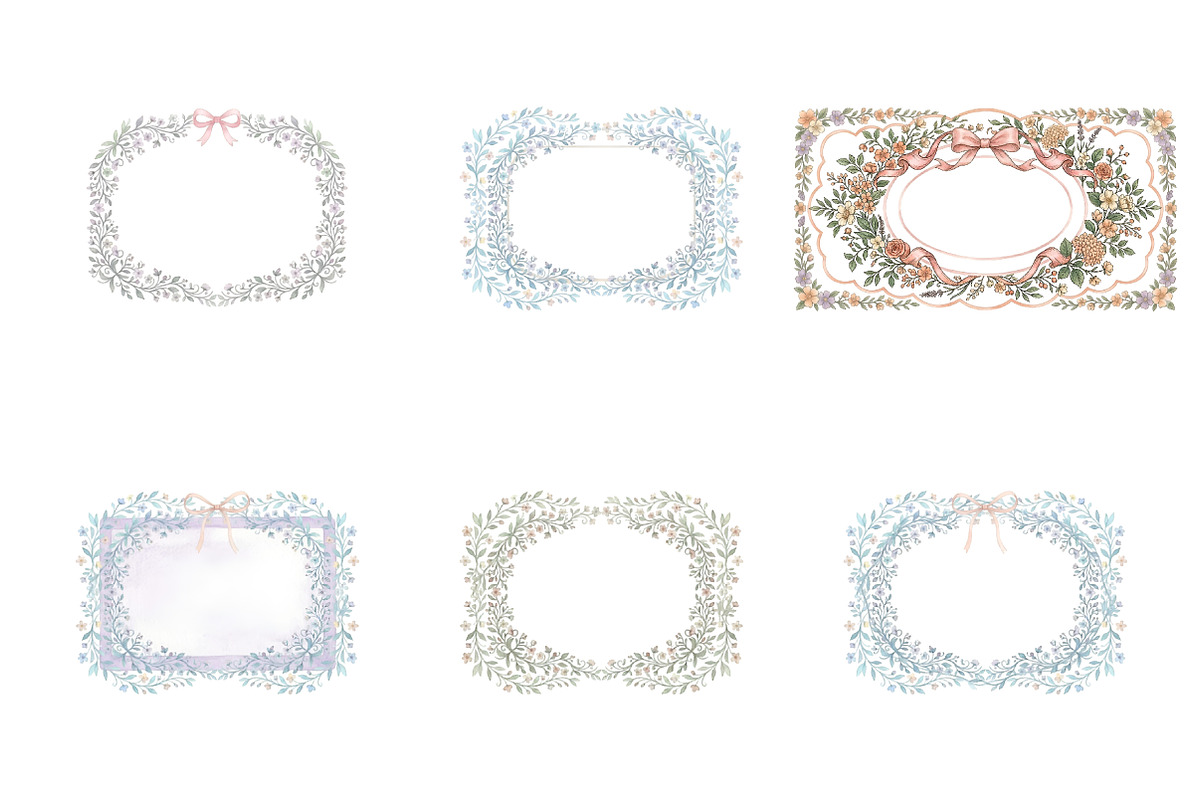 Watercolor Flower Frame Clipart, an Illustration by GatewayDesign (Photo 3 of 3)