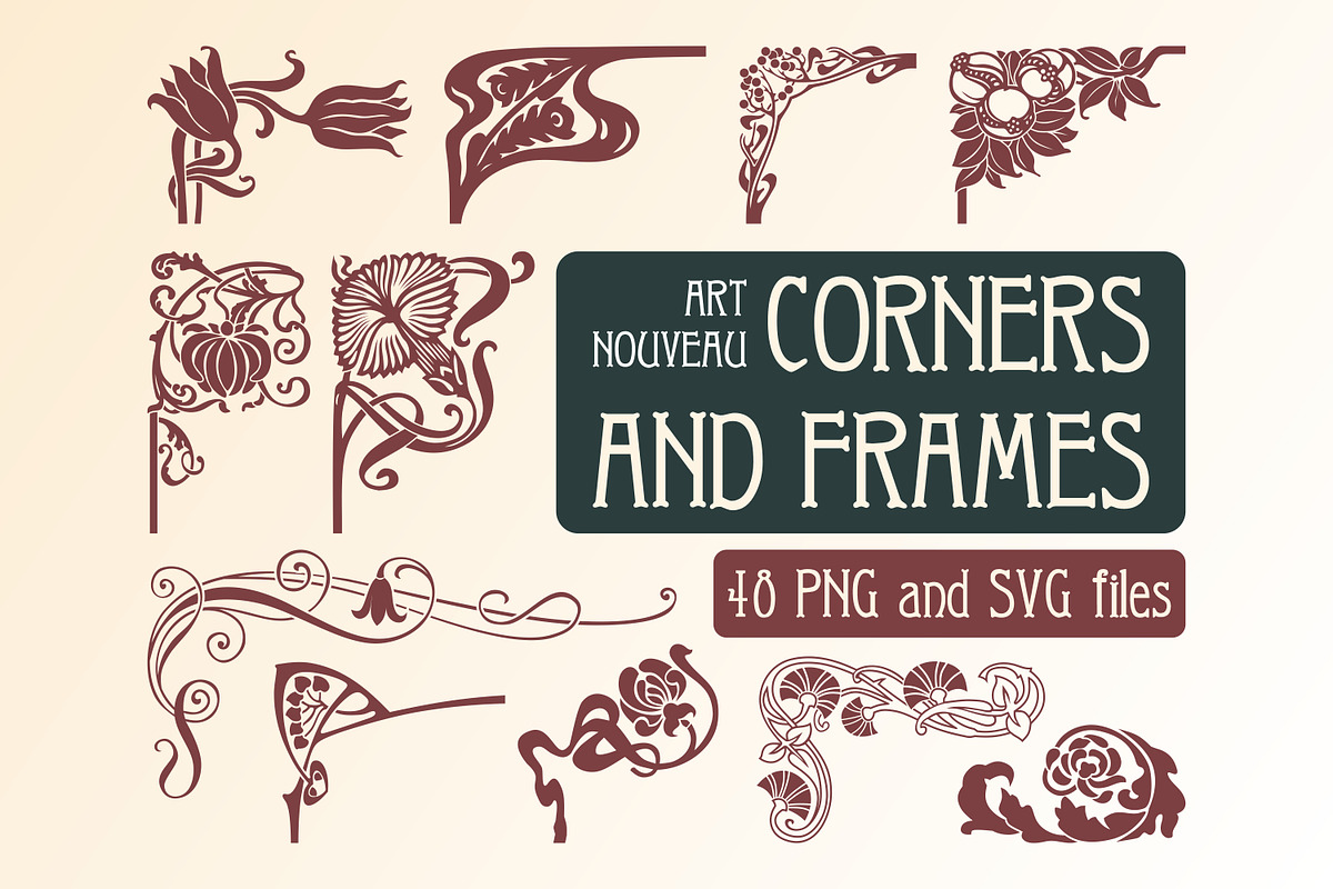 48 Art Nouveau Corners and Frames, a Decorative Illustration by Stanislav Kharchevskyi (Photo 1 of 5)