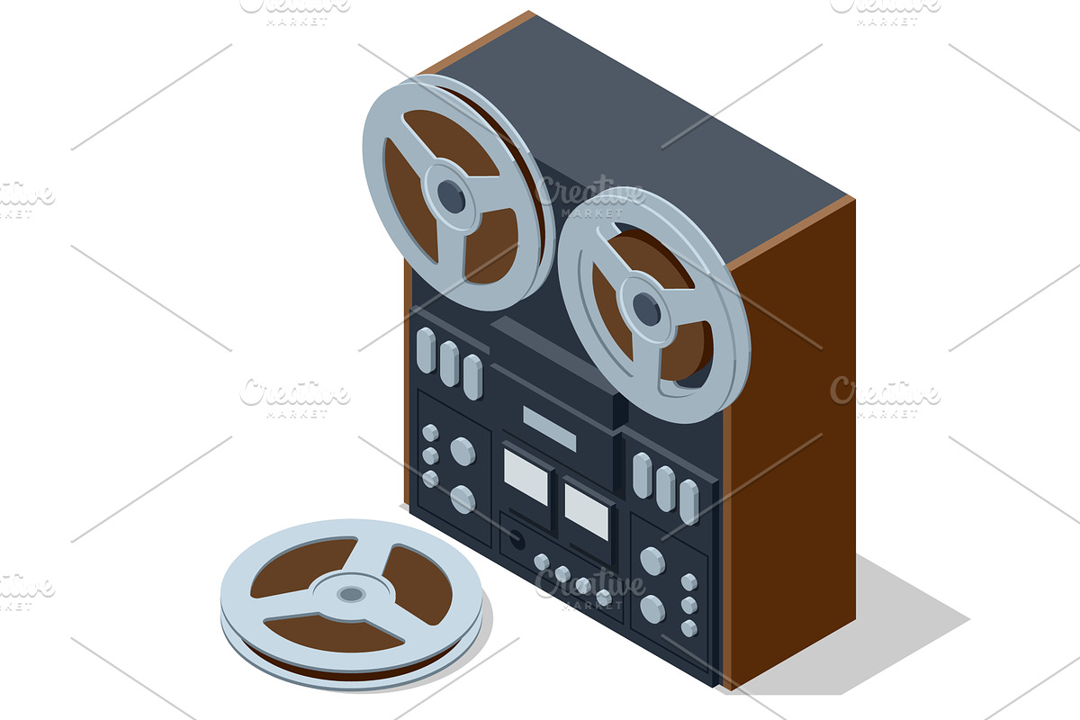 Isometric illustration of a retro, a Technology Illustration by Golden Sikorka