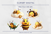 12 Bee Cliparts Digital Printable, a Graphic by Wilin Digital (Thumbnail 2 of 2)