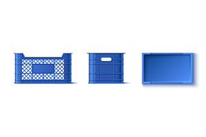 Blue plastic crate box for storage., an Illustration by art PVP - market