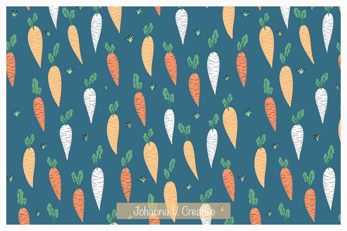 Cute Bunny & Floral Seamless Pattern, an Illustration by Johanna V. Creative (Photo 4 of 7)