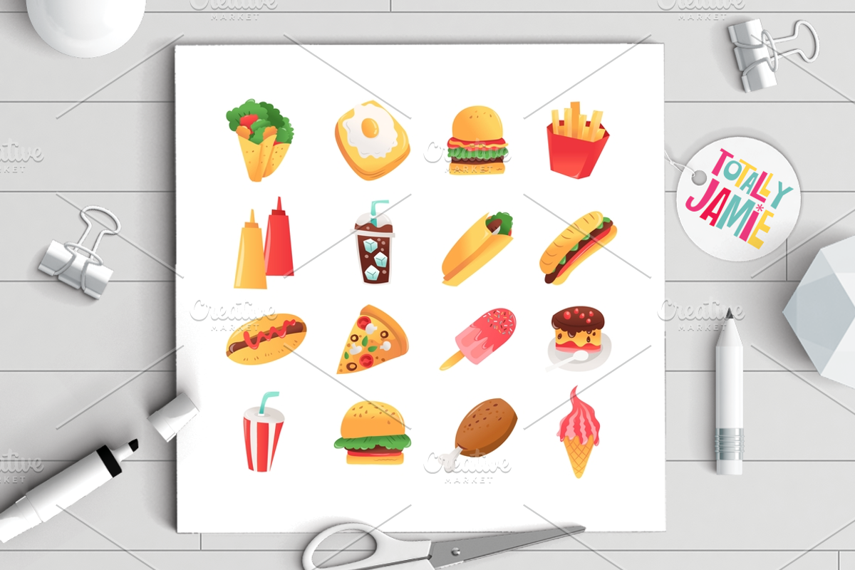 Super Fun Fast Food Set, a Food Illustration by totallyjamie