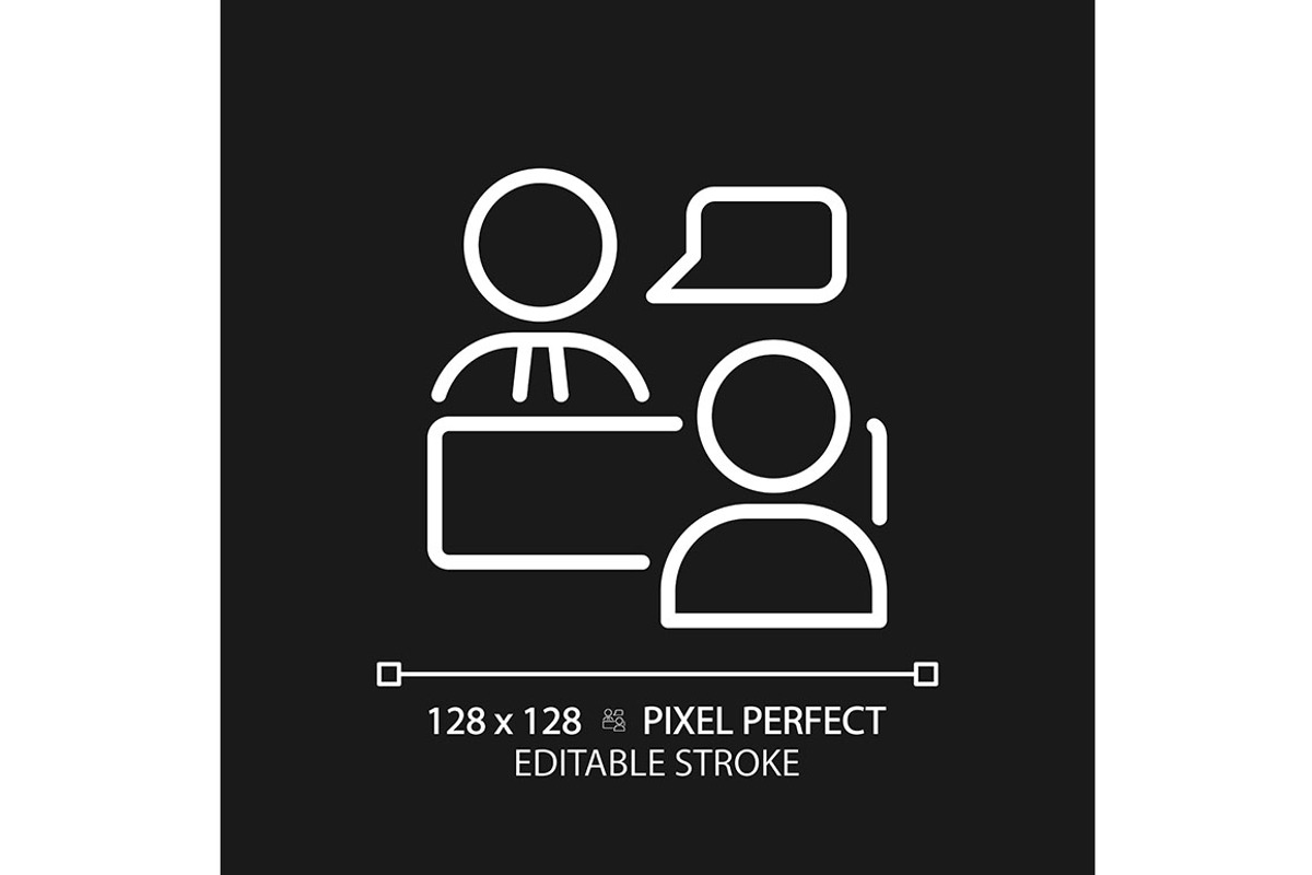 Job interview pixel perfect white, an Outline Icon by IMG Visuals