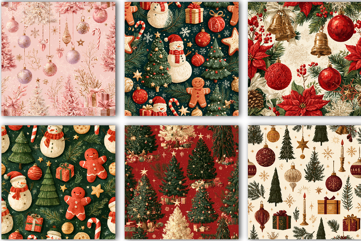 Christmas Digital Paper Pack, a Pattern Graphic by Black Bird Studio (Photo 5 of 6)
