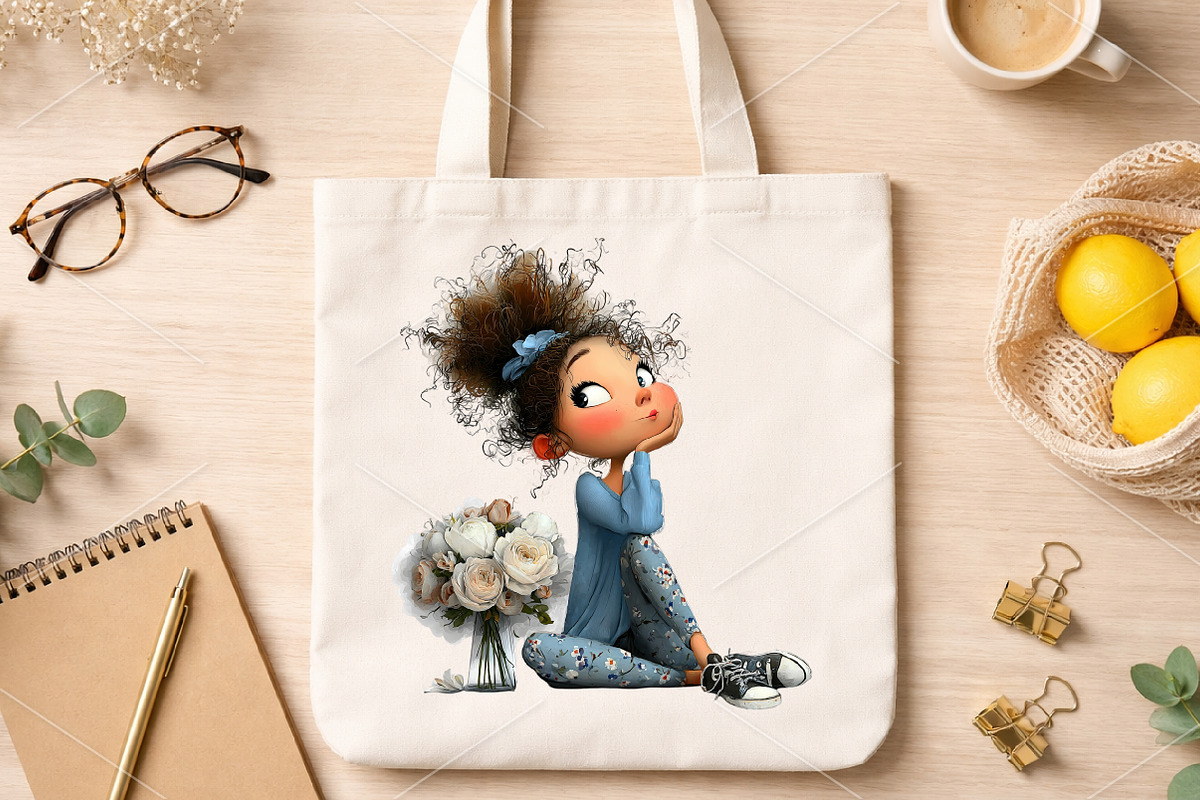 Whimsical Spring Girls Flowers PNG, an Illustration by Canvas Craft (Photo 4 of 7)