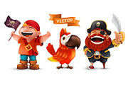 Pirate Character Vector Set, an Object Illustration by Rodionoff (Thumbnail 1 of 3)