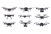 Drone icons. Black silhouettes, a Transportation Illustration by YummyBuum (Thumbnail 1 of 3)