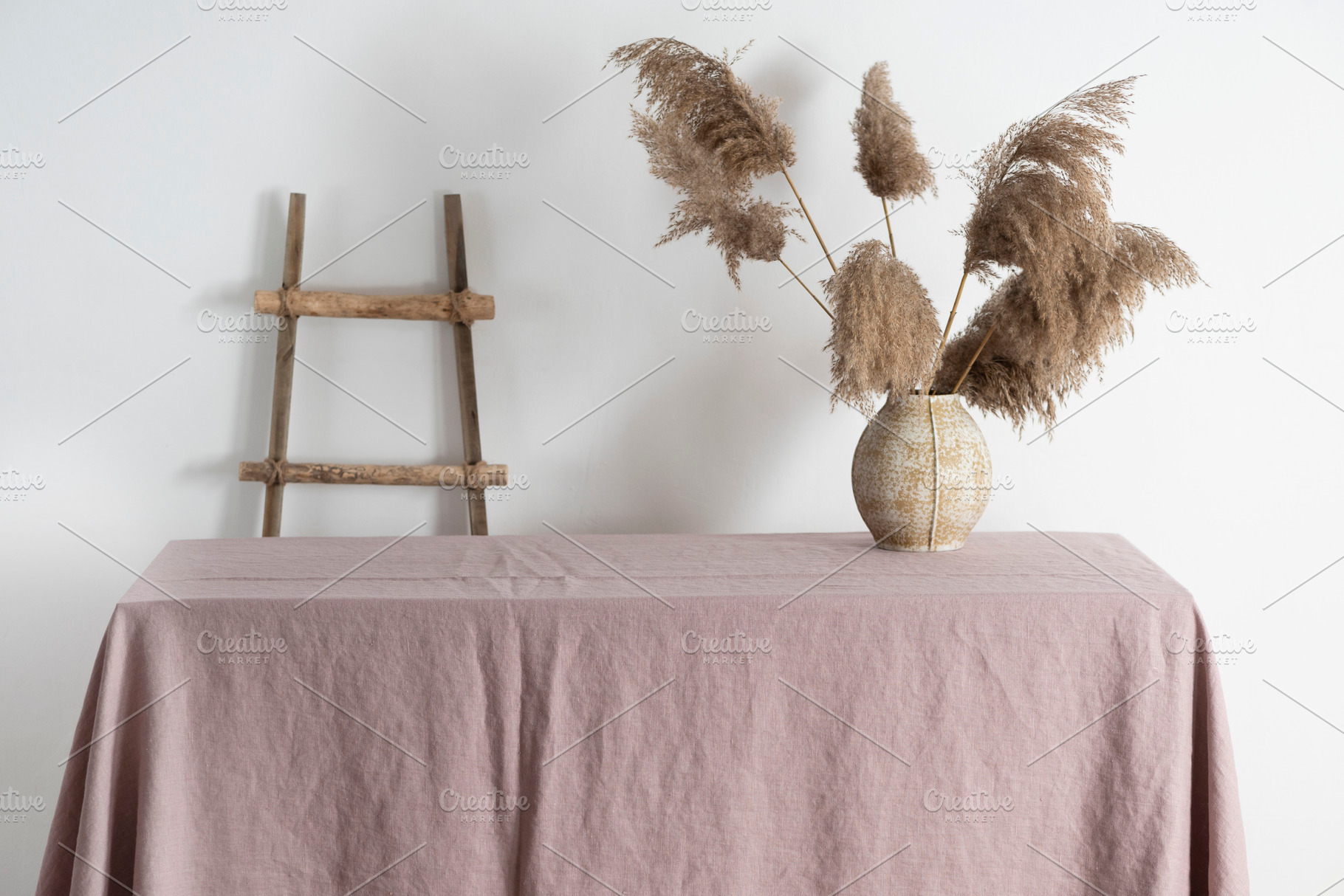 Home decor concept, table with lilac tablecloth, a Beauty & Fashion Photo by oxana.denezhkina